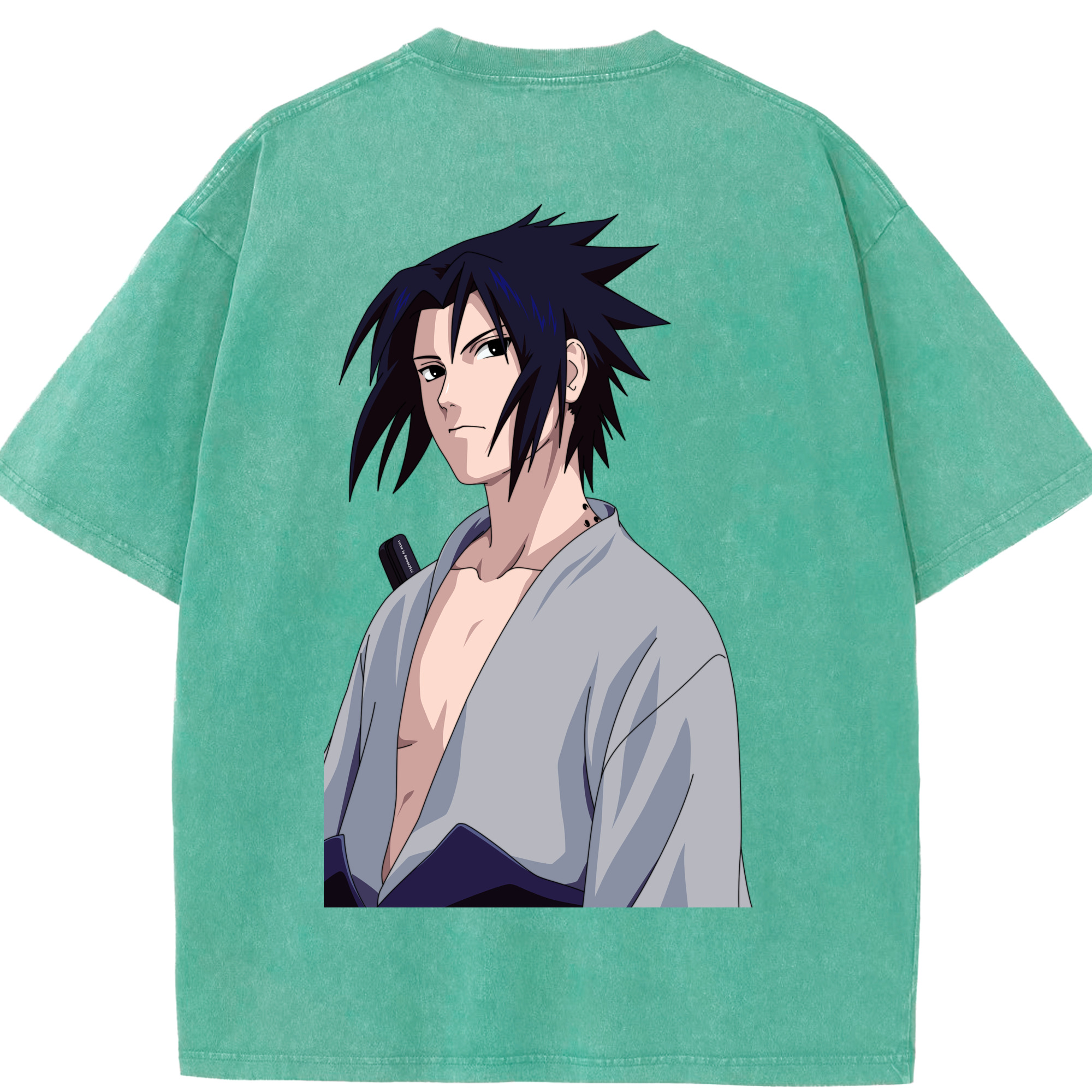（画像用） NARUTO -ナルト- うちは サスケ Uchiha Sasuke 綿100% ヴィンテージ風 半袖Tシャツ（背面プリント）